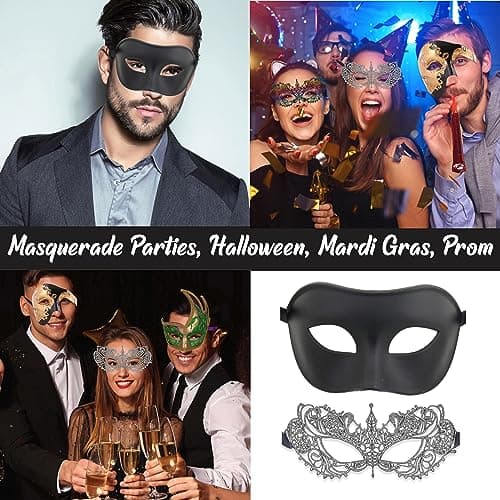 Matching Luxury Mask Set - Men & Women's Sexy Masquerade Mask for Parties