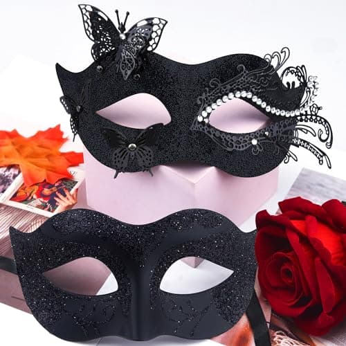 Couple Metal Venetian Masquerade Masks