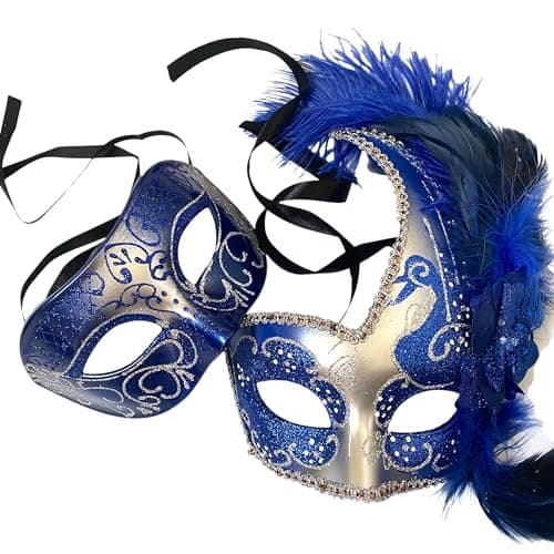 MasqStudio Couples Black Gold Masquerade Mask Pair