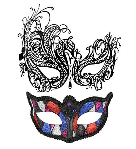 Thmyo 2 Pack Masquerade Mask for Venetian Carnival and Mardi Gras Ball