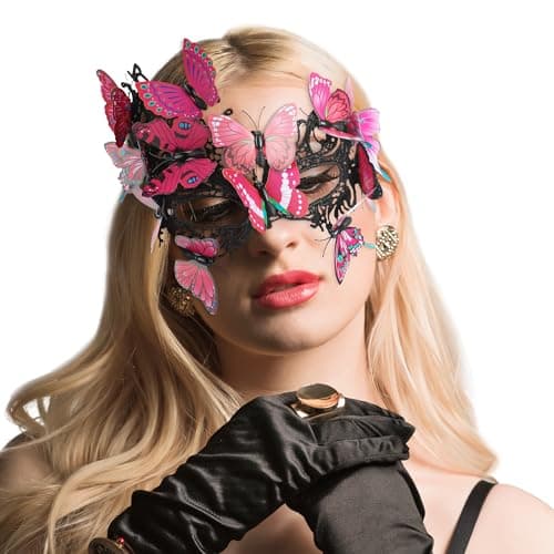 Zinniday Vintage Butterfly Masquerade Mask for Women Cosplay Prom