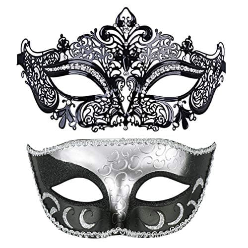 Thmyo Black Couples Venetian Masquerade Mask for Halloween Mardi Gras