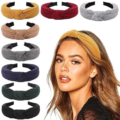 DRESHOW 8 Pack Knotted Headbands for Women Wide Turban Yoga Exercise Accessories