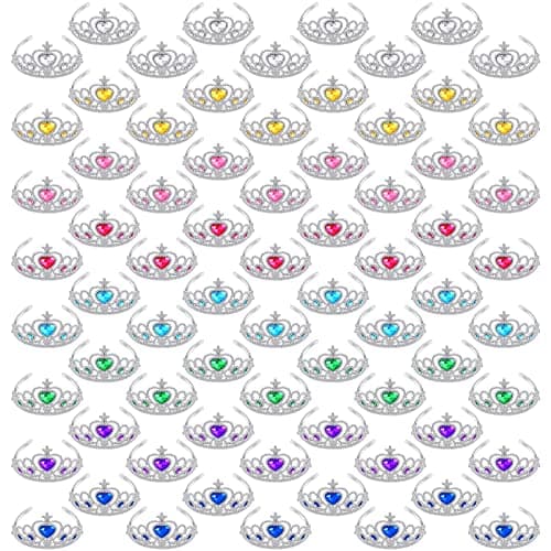 Assorted Color 72 Pcs Plastic Princess Crown Set Party Favor