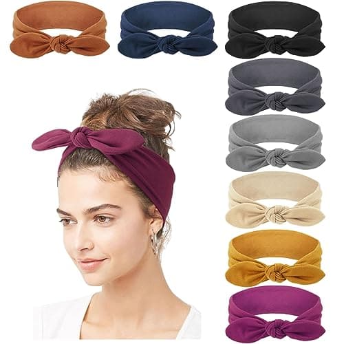 DRESHOW 8 Pack Adjustable Knotted Headbands for Women & Girls