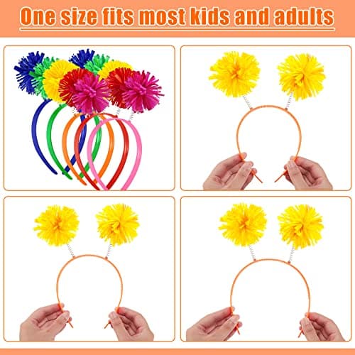 WILLBOND 5-Piece Pom Headband for Women & Adults Party Accessory