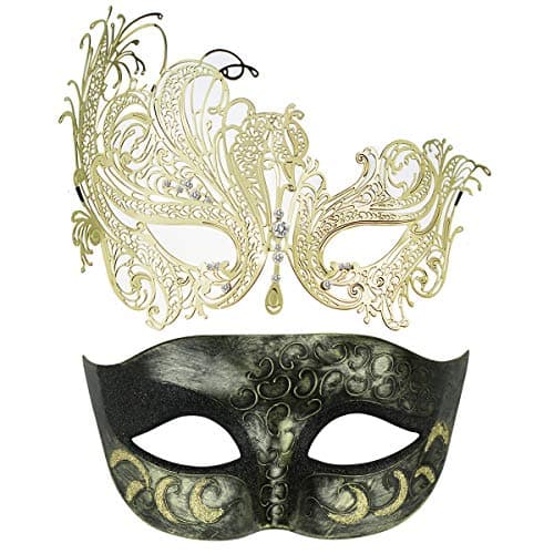 Thmyo 2 Pack Masquerade Mask for Venetian Carnival and Mardi Gras Ball