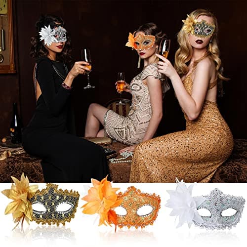 Chivao 12-Piece Venice Mask Set for Mardi Gras Carnival Party