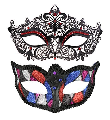 Thmyo Black Couples Venetian Masquerade Mask for Halloween Mardi Gras