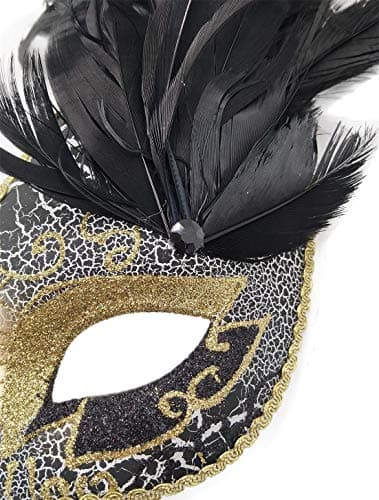 Awlsyj Women's Feather Masquerade Mask