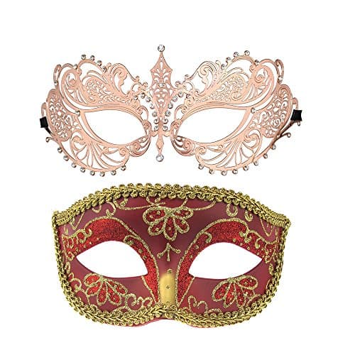 Thmyo Venetian Couple's Crown Masquerade Mask Mardi Gras Prom Costume