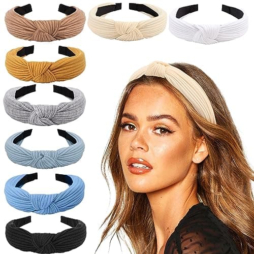 DRESHOW 8 Pack Knotted Headbands for Women Wide Turban Yoga Exercise Accessories