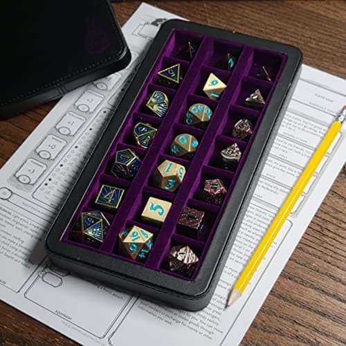 Forged Dice Co. Large Divided Case with Tray - 21 Felt-Lined Chambers, Magnetic Lid - Purple