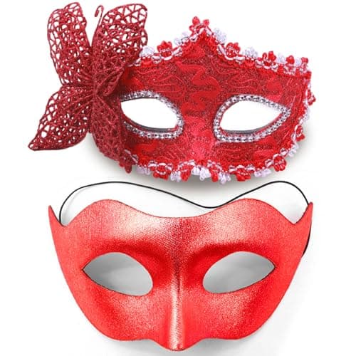 Masquerade Mask for Couple Halloween Costume Party Prom
