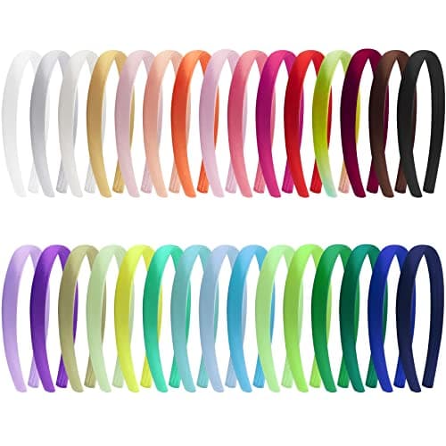 Duufin 30 Pieces Satin Headbands for Women and Girls