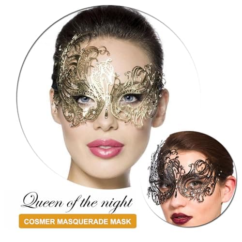 Cosmer Masquerade Mask for Couples Halloween Party Prom