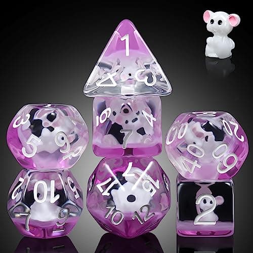 Enchanting Cat D&D 7PC Resin Dice Set with Bag