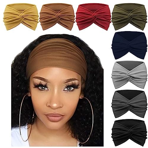 DRESHOW 8 Pack Adjustable Knotted Headbands for Women & Girls