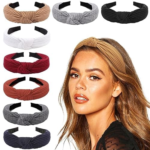DRESHOW 8 Pack Knotted Headbands for Women Wide Turban Yoga Exercise Accessories