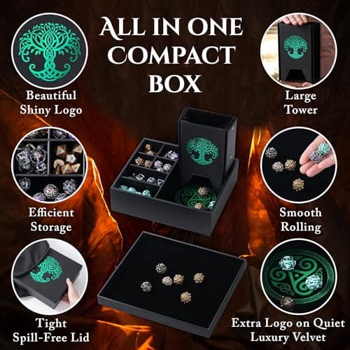 All-In-One Dice Tray & Tower for DND & RPG - Green Tree Compatible