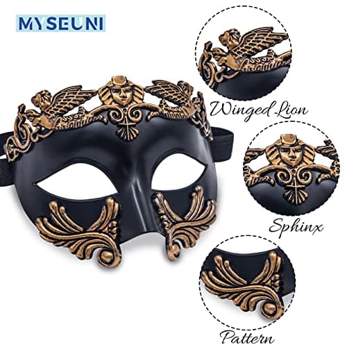 MYSEUNI Roman Greek Man & Venetian Women Masquerade Mask for Couples Mardi Gras