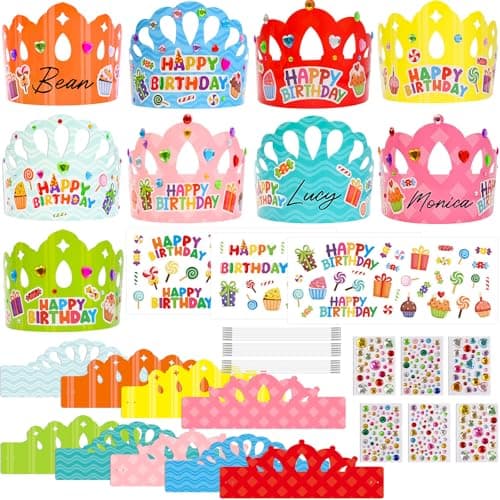 27 Pack Kids' DIY Paper Birthday Crowns for Classroom VBS