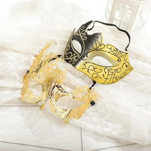 YU FENG Venetian Masquerade Mask for Women, Couples & Besties Prom, Balls, Mardi Gras, Halloween & Parties Costume Mask