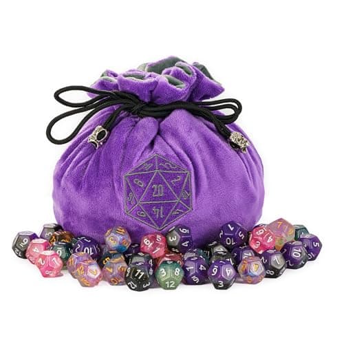 Velvet Dice Bag with Octopus Pattern for Tabletop Roleplaying Games
