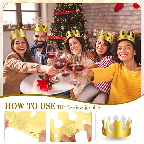 Classic Gold Birthday Crowns - 100 Pieces for Adults