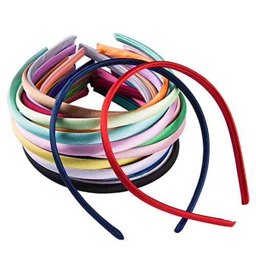 Duufin 40 Pieces Colorful Satin Headbands for Girls