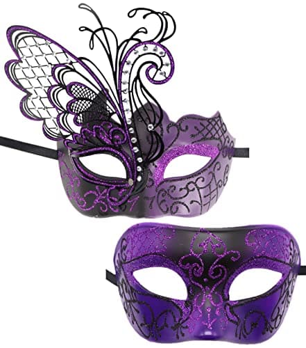 Coolwife Metal Venetian Masquerade Mask for Mardi Gras Party Evening Prom