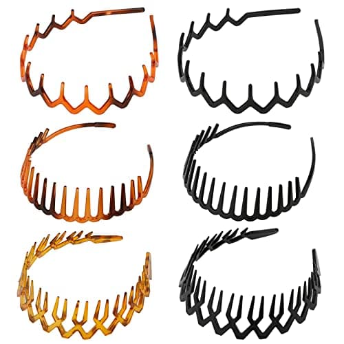 Zig Zag Shark Tooth 6 Pack Hair Comb Headbands for Women