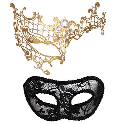 MYMENU Couples Masquerade Mask Women Metal Rhinestone Venetian Party