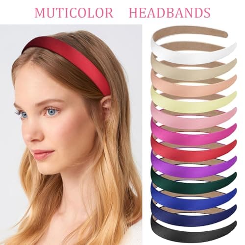 12Pcs 0.8inch Thin Craft Headbands for Women Girls Fashion Hair Accessories