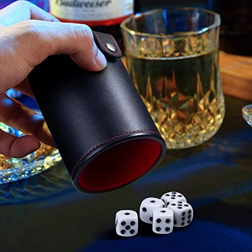 GWHOLE Leather Dice Shaker Cup with Lid for Games