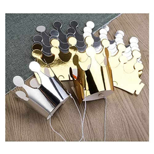 10pcs Unisex Paper Crowns Golden & Silver Party Favors Accessories