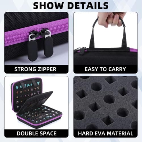 Aoriher Dice Case for D&D and Table Games, Holds 70 Dice (Purple)
