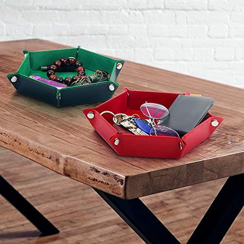 K.T. Fancy 6-Piece Folding Metal Dice Tray with PU Leather & Velvet Storage