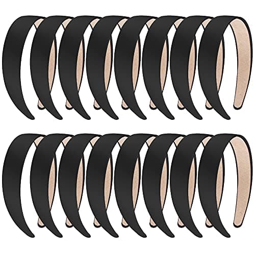 SIQUK White 1 Inch Satin Hard Headbands for Women for DIY Hair Accessories
