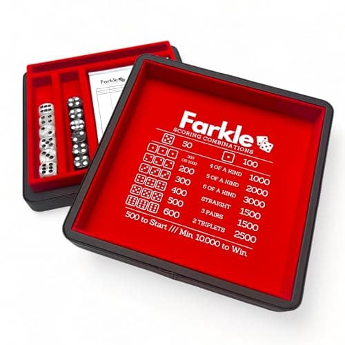 Luck Lab Farkle Dice Tray & Storage Case - 2 Sets of Pearl Dice, Score Pad, Pen Holder (Brown)