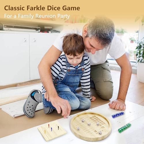 Larger Farkle Dice Tray 12" Board Game for Family & Adult Gatherings, 18 Dice, Score Pad, Markers
