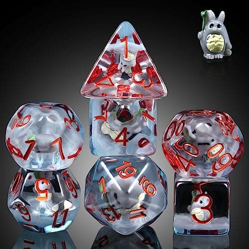 Enchanting Cat D&D 7PC Resin Dice Set with Bag
