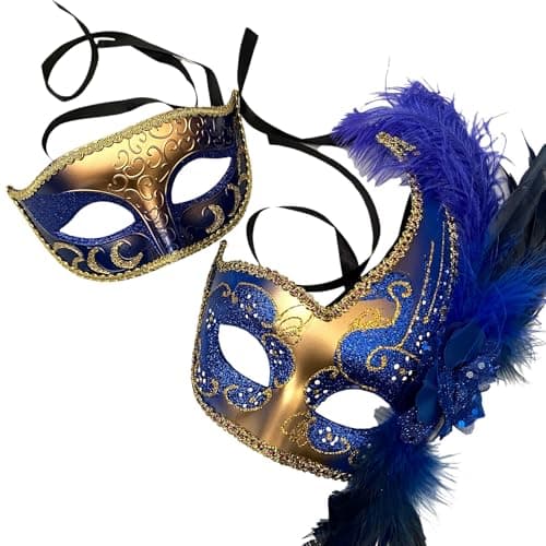 MasqStudio Couples Black Gold Masquerade Mask Pair