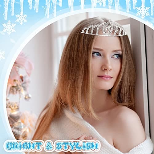 Silver Rhinestone Princess Tiara Crown for Girls, Bulk Birthday Party Jewelry