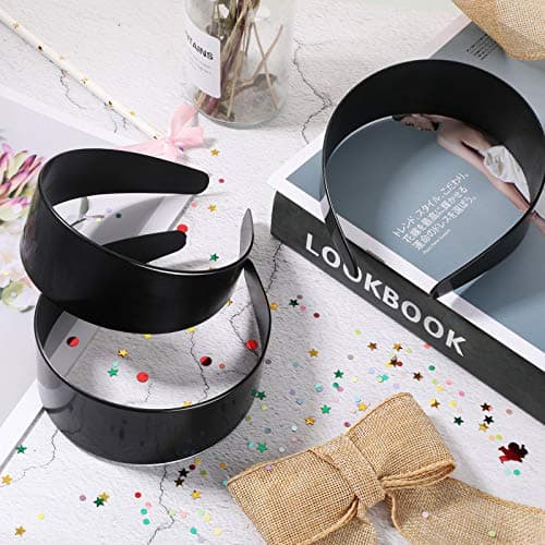 Chuangdi 12 Piece Black Wide Hard Plastic Headband for Women's DIY Hair Accessories