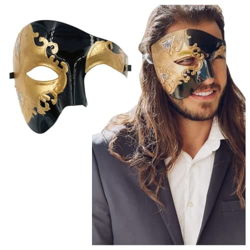 Phantom of the Opera Masquerade Mask for Men | Luxury Half Face Mask