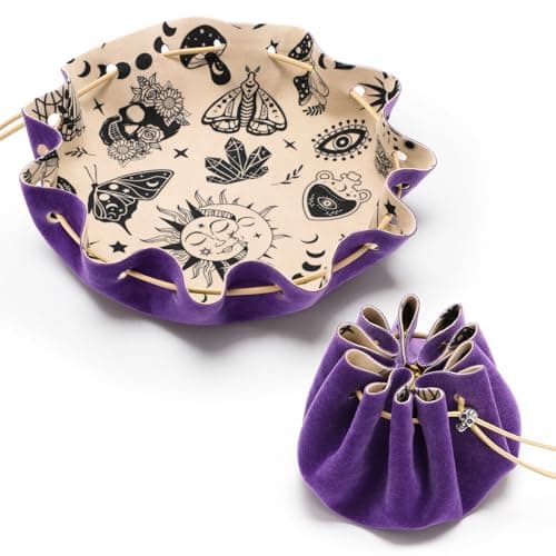CiyvoLyeen Rolling Black Drawstring Bag with Felt DND Dice Tray - Perfect RPG Gift