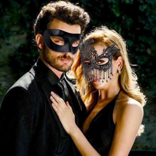SlendyPop Masquerade Mask Couples Mardi Gras Lace Rhinestone