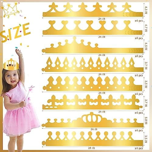 Paper Crowns for Birthday Party, 32pcs