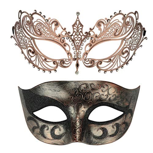 Thmyo Venetian Couple's Crown Masquerade Mask Mardi Gras Prom Costume